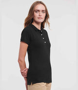 Russell Athletic Ladies Stretch Piqué Polo Shirt | Black thumbnail 3