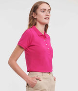Russell Athletic Ladies Stretch Piqué Polo Shirt | Fuchsia thumbnail 3