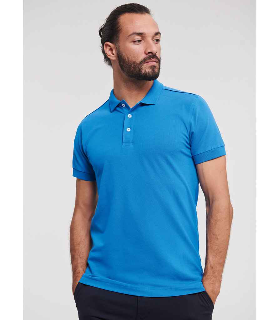 Russell Athletic Stretch Piqué Polo Shirt | Azure