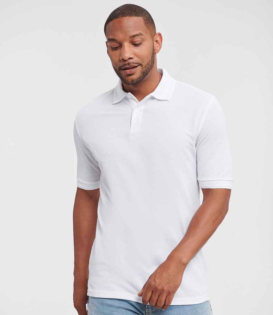 Russell Athletic Hardwearing Poly/Cotton Piqué Polo Shirt | White