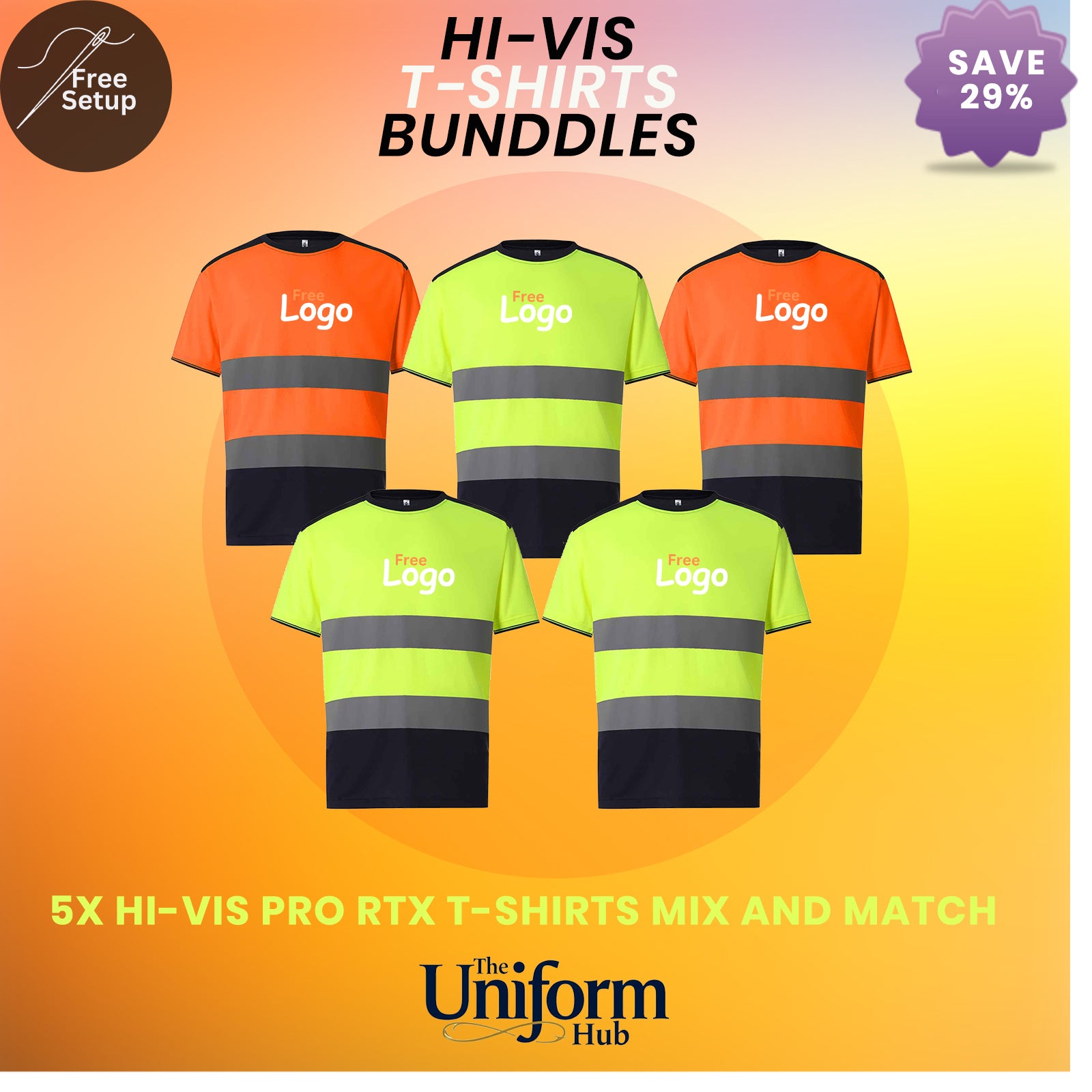 5 x Yoko Hi-Vis T-Shirts