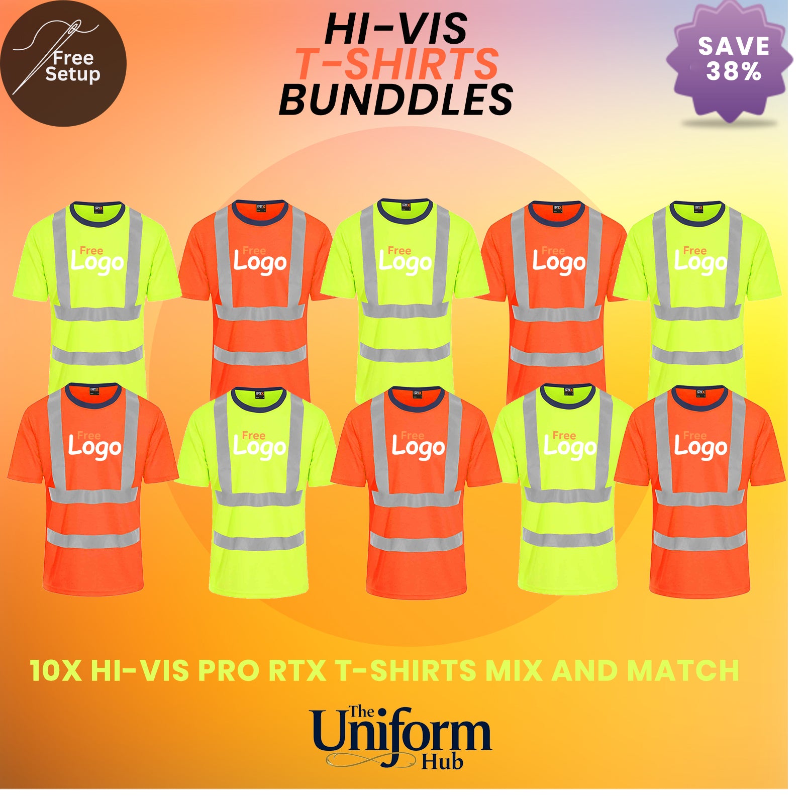 10 x PRO RTX Hi-Vis T-Shirts