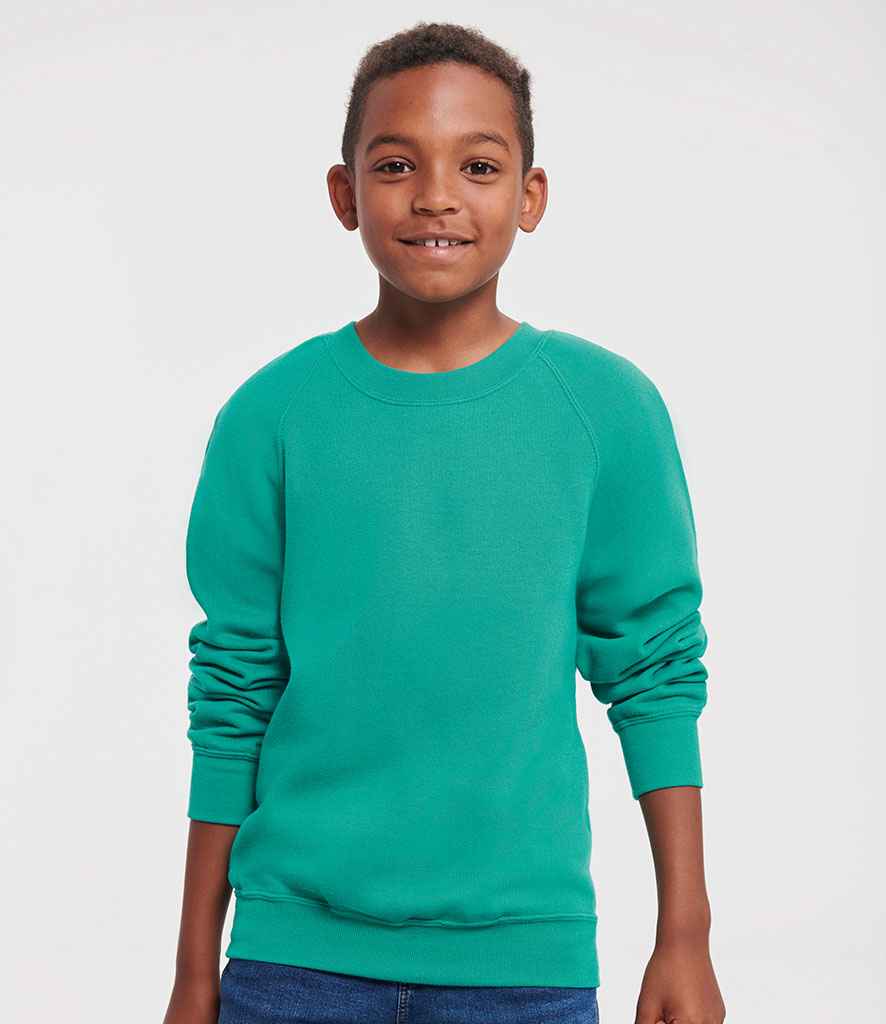 Russell Athletic Kids Raglan Sweatshirt | Winter Emerald