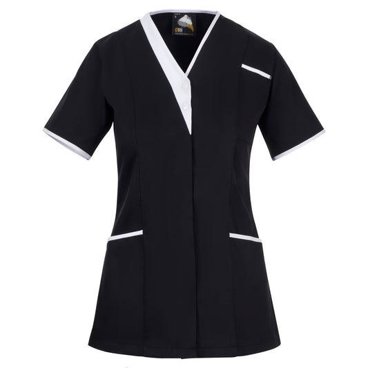 Tonia V-Neck Tunic - Black/White