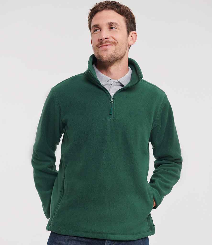 Russell Athletic Zip Neck Outdoor Fleece | Bottle Green