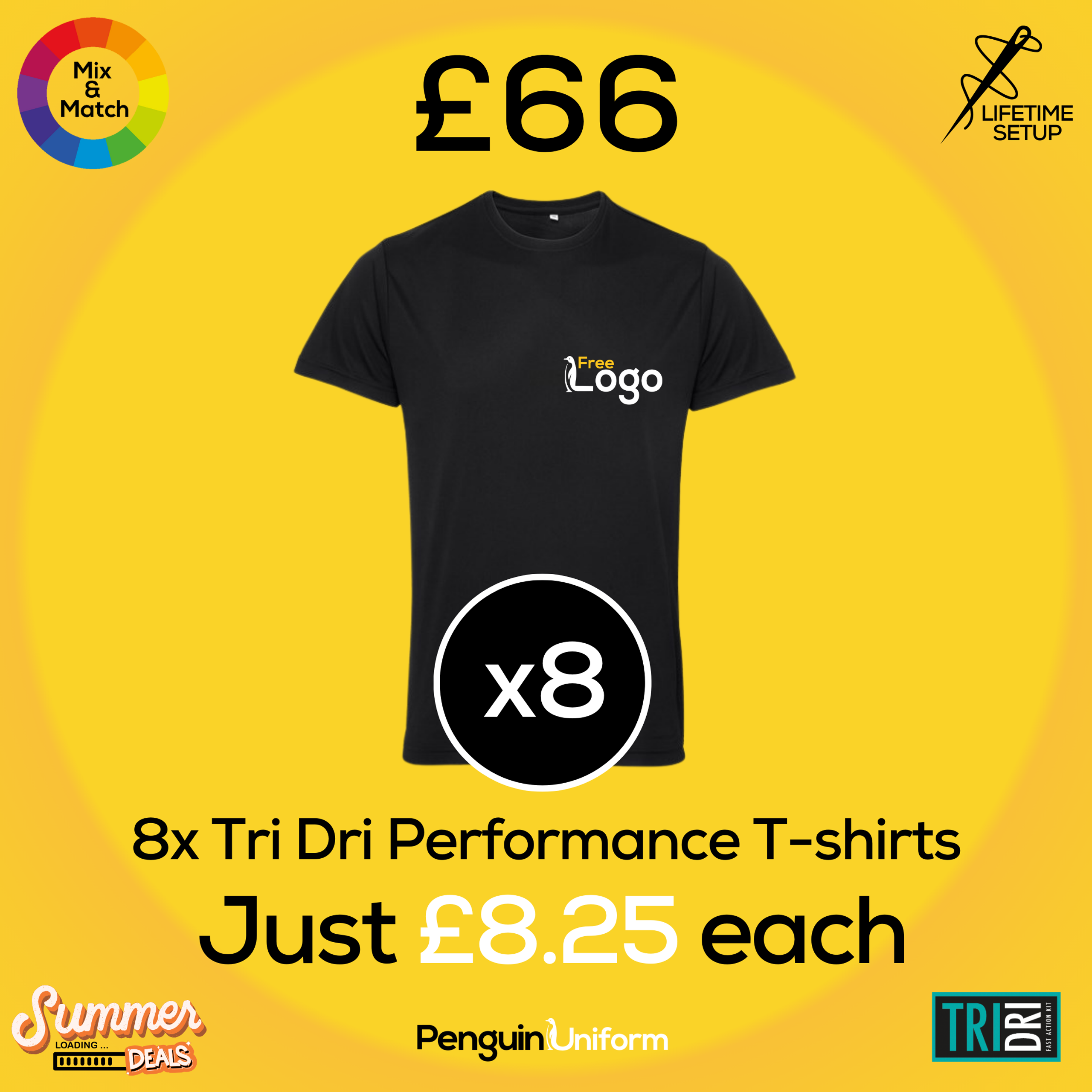 Summer Loading - Performance Lightweight T-Shirts x8