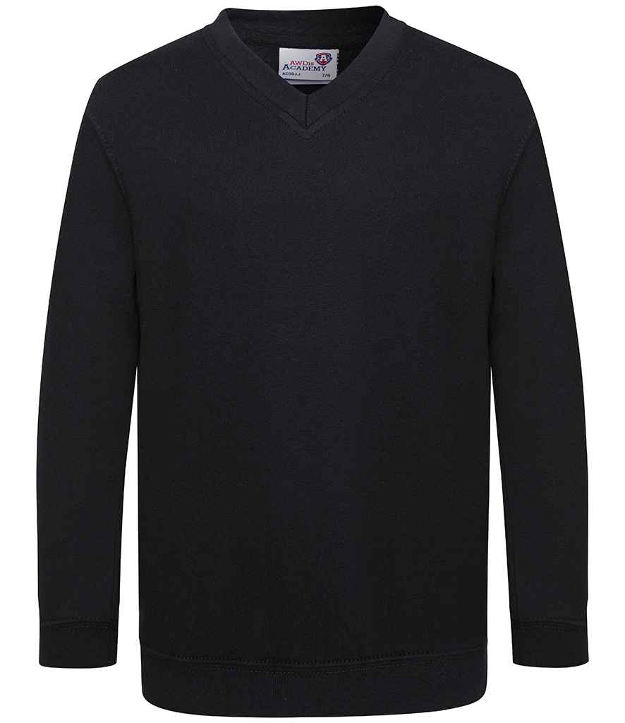 AWDis Academy Kids V Neck Sweatshirt | Black