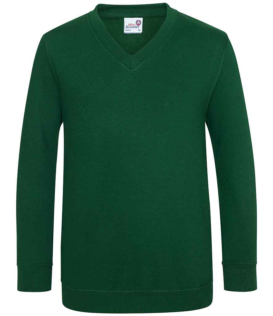AWDis Academy Kids V Neck Sweatshirt | Green