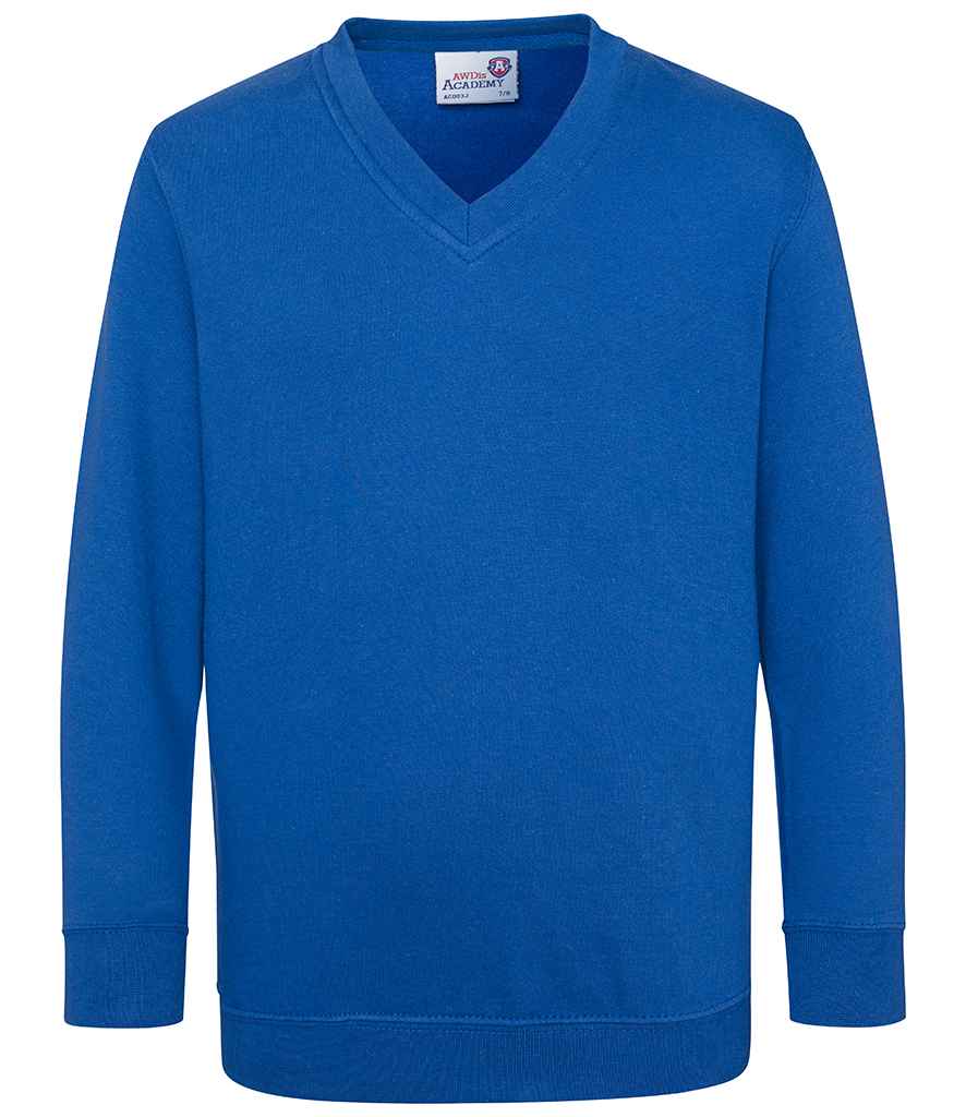 AWDis Academy Kids V Neck Sweatshirt | Royal Blue
