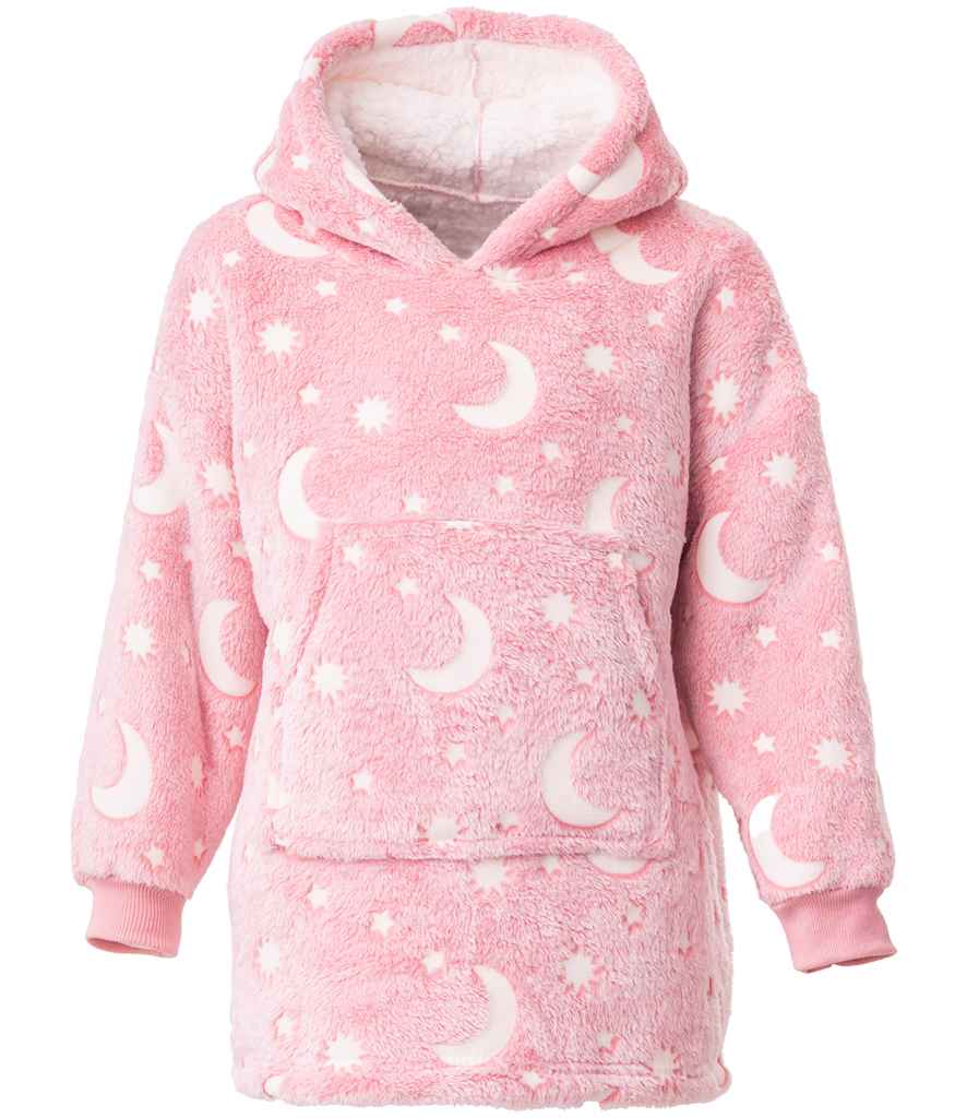 Brand Lab Kids Oversized Hooded Blanket | Blush Pink Glow In The Dark