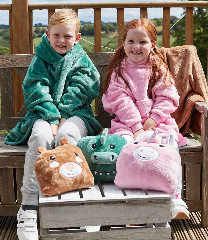 Brand Lab Kids Character Cushion Hooded Blanket | Green Dinosaur