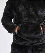 Brand Lab Unisex Fluffy Fleece Hoodie | Black thumbnail 3