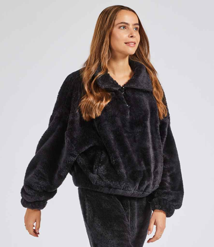 Brand Lab Ladies Fluffy 1/4 Zip Fleece | Black