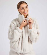 Brand Lab Ladies Fluffy 1/4 Zip Fleece | Natural thumbnail 1