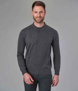 Brook Taverner Casper Knitted Long Sleeve Polo Shirt | Charcoal thumbnail 1