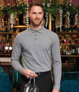 Brook Taverner Frederick Long Sleeve Polo Shirt | Grey Marl thumbnail 1