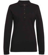 Brook Taverner Ladies Anna Long Sleeve Polo Shirt | Black thumbnail 2