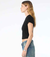 Bella Ladies Micro Rib Baby T-Shirt | Solid Black Blend thumbnail 3