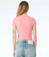 Bella Ladies Micro Rib Baby T-Shirt | Solid Pink Blend thumbnail 2