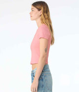 Bella Ladies Micro Rib Baby T-Shirt | Solid Pink Blend thumbnail 3