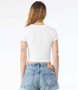 Bella Ladies Micro Rib Baby T-Shirt | Solid White Blend thumbnail 2