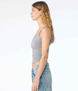 Bella Ladies Micro Rib Spaghetti Strap Tank Top | Athletic Heather thumbnail 3