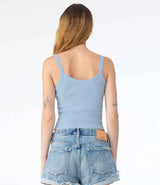 Bella Ladies Micro Rib Spaghetti Strap Tank Top | Solid Baby Blue Blend thumbnail 2