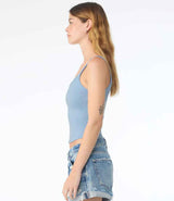 Bella Ladies Micro Rib Spaghetti Strap Tank Top | Solid Baby Blue Blend thumbnail 3
