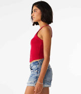 Bella Ladies Micro Rib Spaghetti Strap Tank Top | Solid Red Blend thumbnail 3