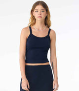Bella Ladies Micro Rib Spaghetti Strap Tank Top | Solid Navy Blend thumbnail 1