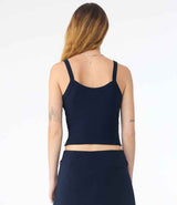 Bella Ladies Micro Rib Spaghetti Strap Tank Top | Solid Navy Blend thumbnail 2