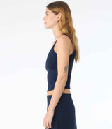 Bella Ladies Micro Rib Spaghetti Strap Tank Top | Solid Navy Blend thumbnail 3