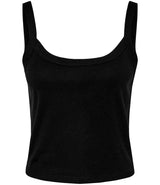 Bella Ladies Micro Rib Spaghetti Strap Tank Top | Solid Black Blend thumbnail 4