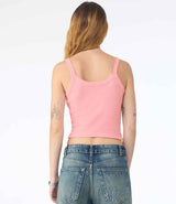 Bella Ladies Micro Rib Spaghetti Strap Tank Top | Solid Pink Blend thumbnail 2