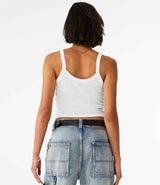 Bella Ladies Micro Rib Spaghetti Strap Tank Top | Solid White Blend thumbnail 2
