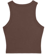 Bella Ladies Micro Rib Racer Tank Top | Solid cocoa blend thumbnail 6