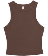 Bella Ladies Micro Rib Racer Tank Top | Solid cocoa blend thumbnail 5