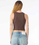 Bella Ladies Micro Rib Racer Tank Top | Solid cocoa blend thumbnail 2