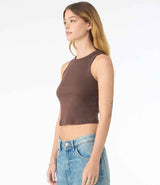 Bella Ladies Micro Rib Racer Tank Top | Solid cocoa blend thumbnail 3