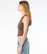 Bella Ladies Micro Rib Racer Tank Top | Solid cocoa blend thumbnail 4