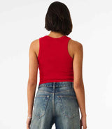 Bella Ladies Micro Rib Racer Tank Top | Solid Red Blend thumbnail 2