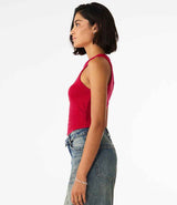 Bella Ladies Micro Rib Racer Tank Top | Solid Red Blend thumbnail 3