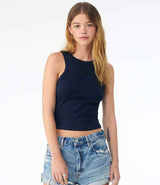 Bella Ladies Micro Rib Racer Tank Top | Solid Navy Blend thumbnail 1