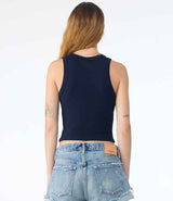 Bella Ladies Micro Rib Racer Tank Top | Solid Navy Blend thumbnail 2