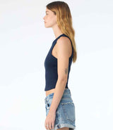 Bella Ladies Micro Rib Racer Tank Top | Solid Navy Blend thumbnail 3