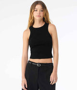 Bella Ladies Micro Rib Racer Tank Top | Solid Black Blend thumbnail 1