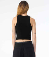 Bella Ladies Micro Rib Racer Tank Top | Solid Black Blend thumbnail 2