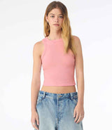 Bella Ladies Micro Rib Racer Tank Top | Solid Pink Blend thumbnail 1