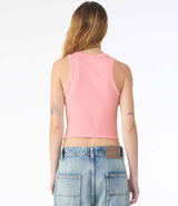 Bella Ladies Micro Rib Racer Tank Top | Solid Pink Blend thumbnail 2