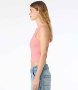 Bella Ladies Micro Rib Racer Tank Top | Solid Pink Blend thumbnail 3
